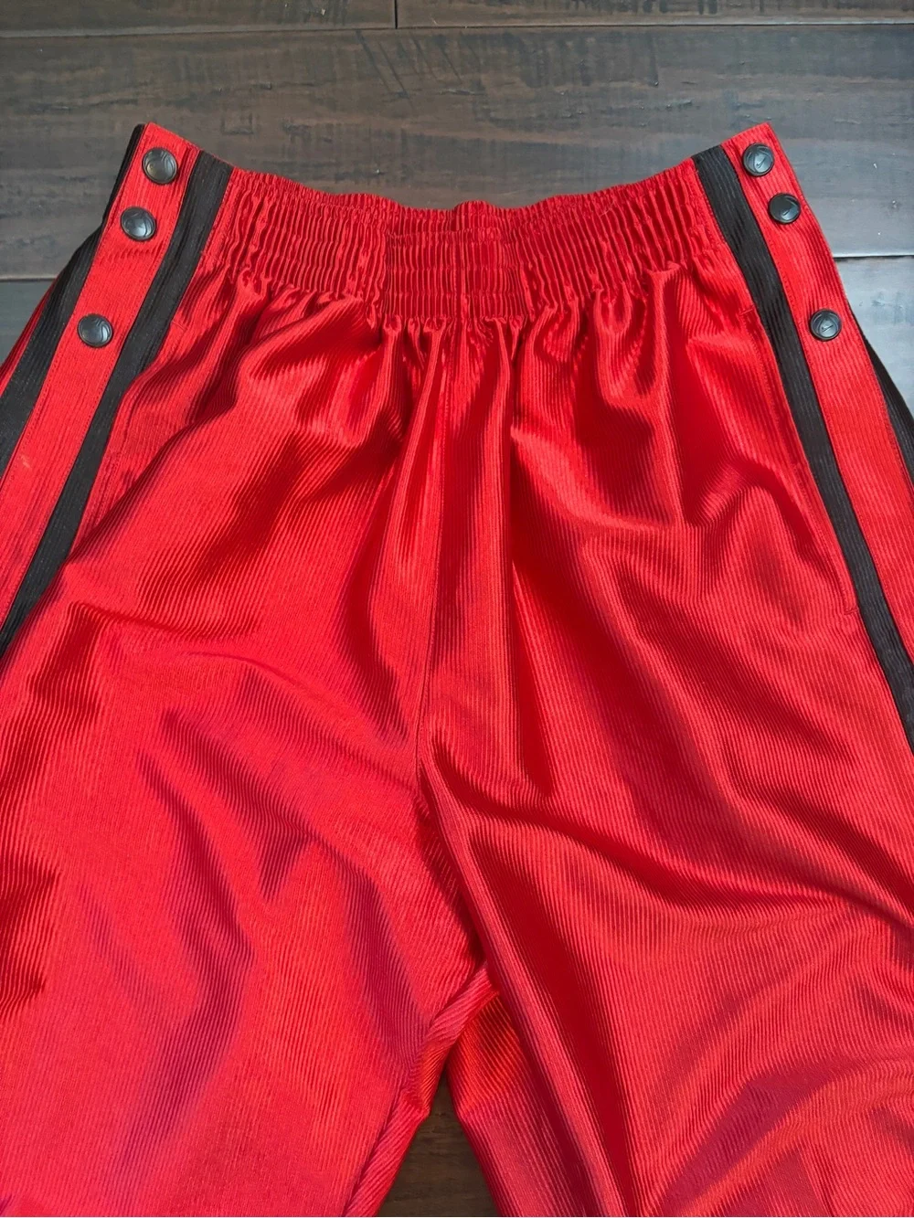 Vintage Nike Red Snap-Button Joggers with Black Side Trim baggy 90’s Y2K baller